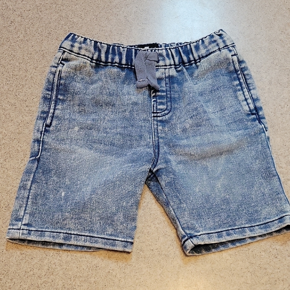 7 For All Mankind Distressed Color Denim Shorts with Elastic Waistband Size 24 M